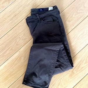 Men’s Grey AG slim straight jeans.